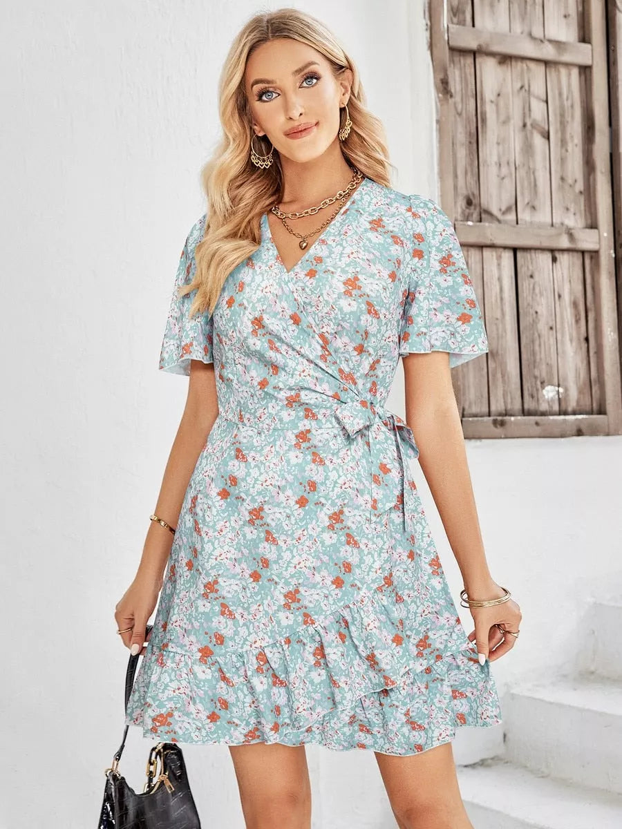 Floral Dress Ruffle Hem Casual - 3IN SMART Shop  #