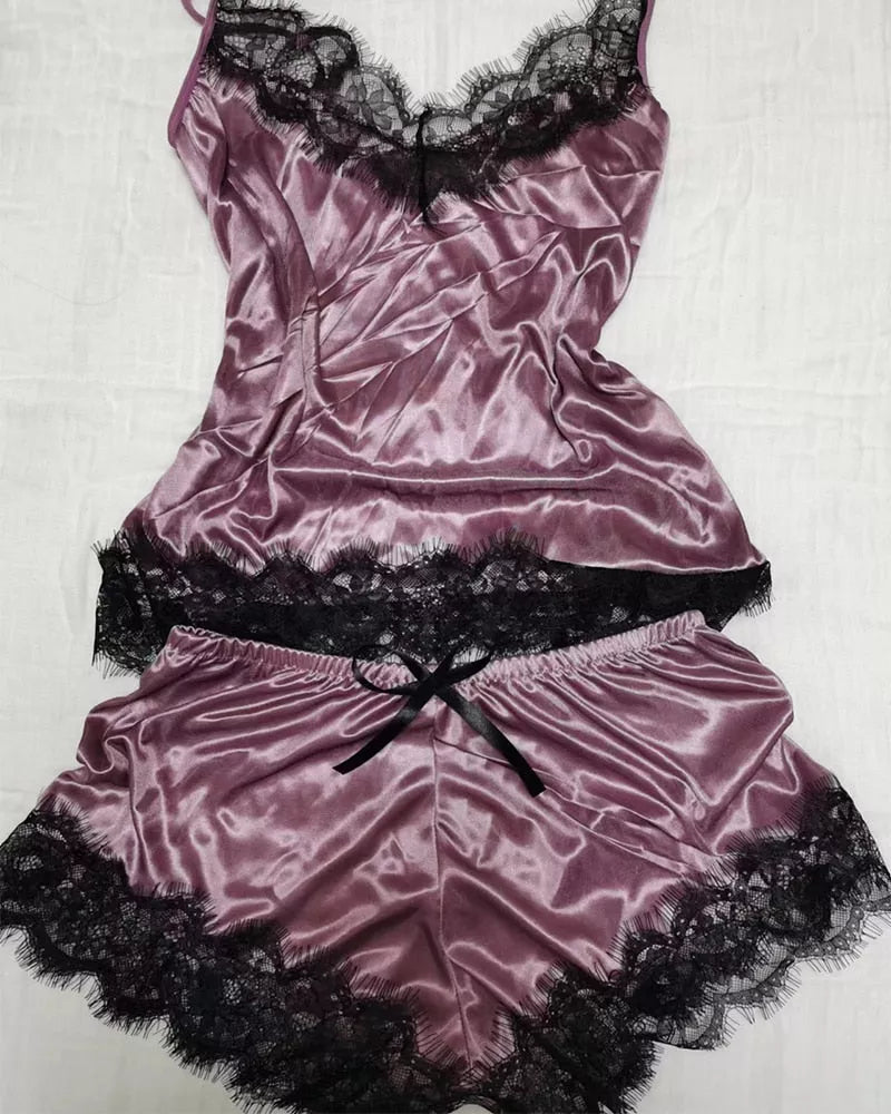 Pajama Stretch Satin Lace - 3IN SMART Shop  #