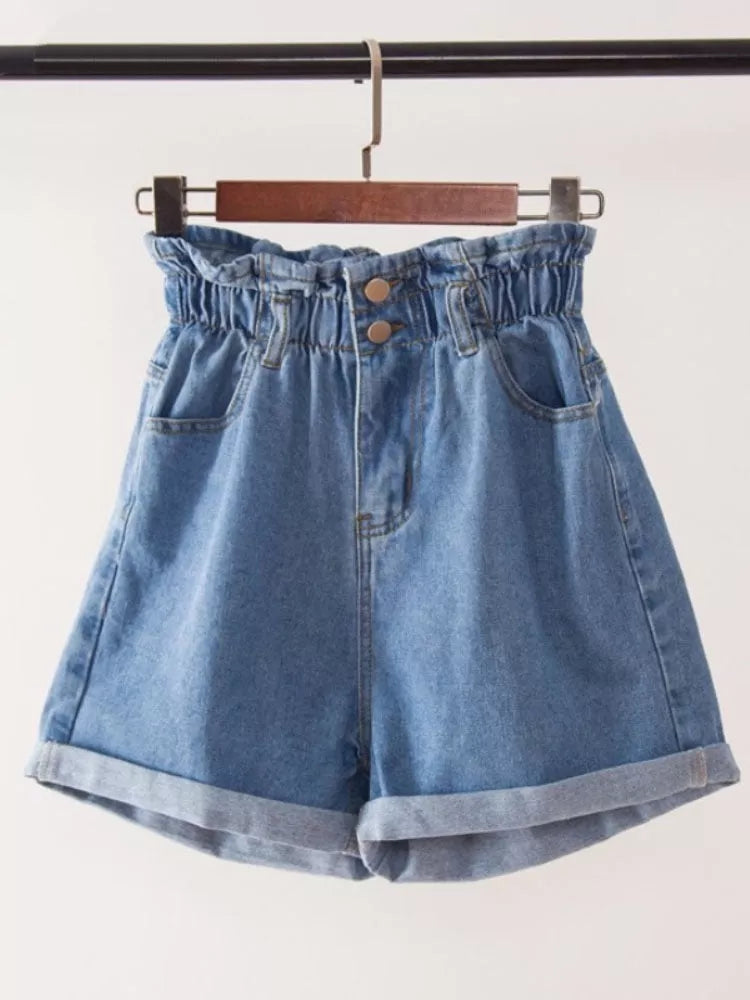 Denim Shorts Harem Ruffled - 3IN SMART Shop  #