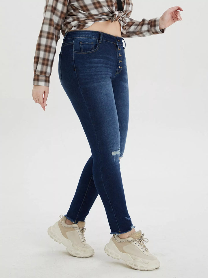 Plus Size Button Fly Jeans - 3IN SMART Shop  #