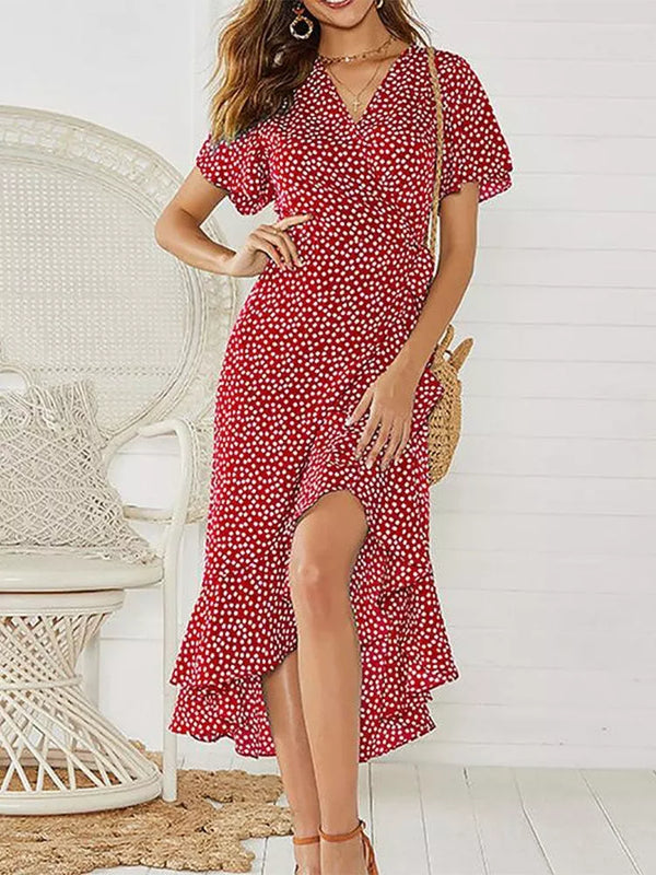 Maxi Dress Floral Print Boho Long Chiffon - 3IN SMART Shop  #