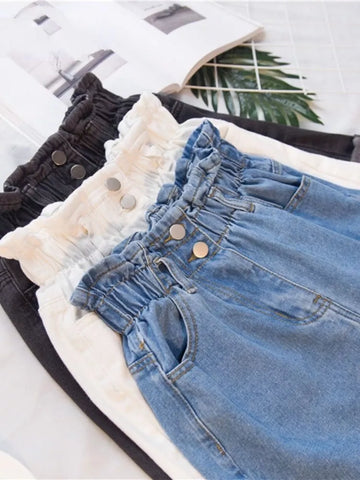 Denim Shorts Harem Ruffled - 3IN SMART Shop  #