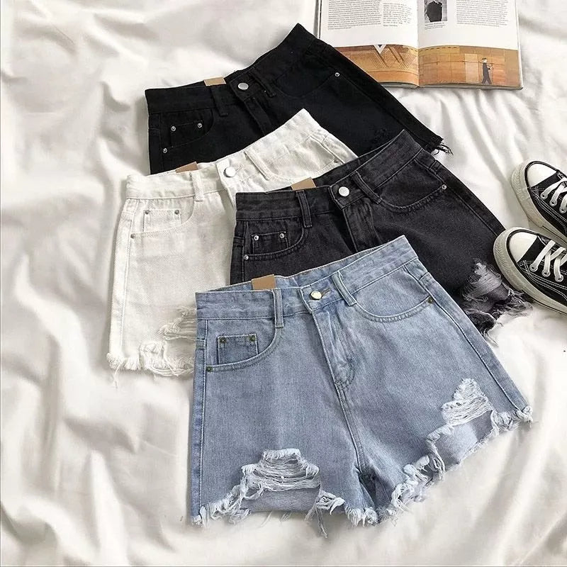 Casual High Waist Denim Shorts Women - 3IN SMART Shop  #