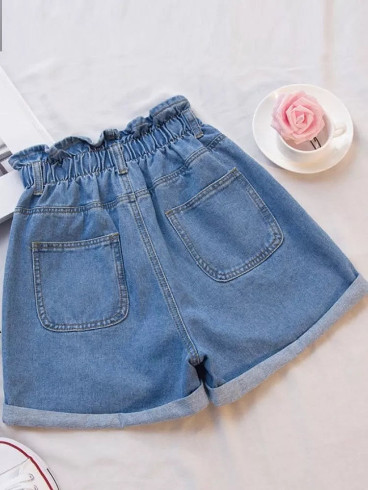 Denim Shorts Harem Ruffled - 3IN SMART Shop  #