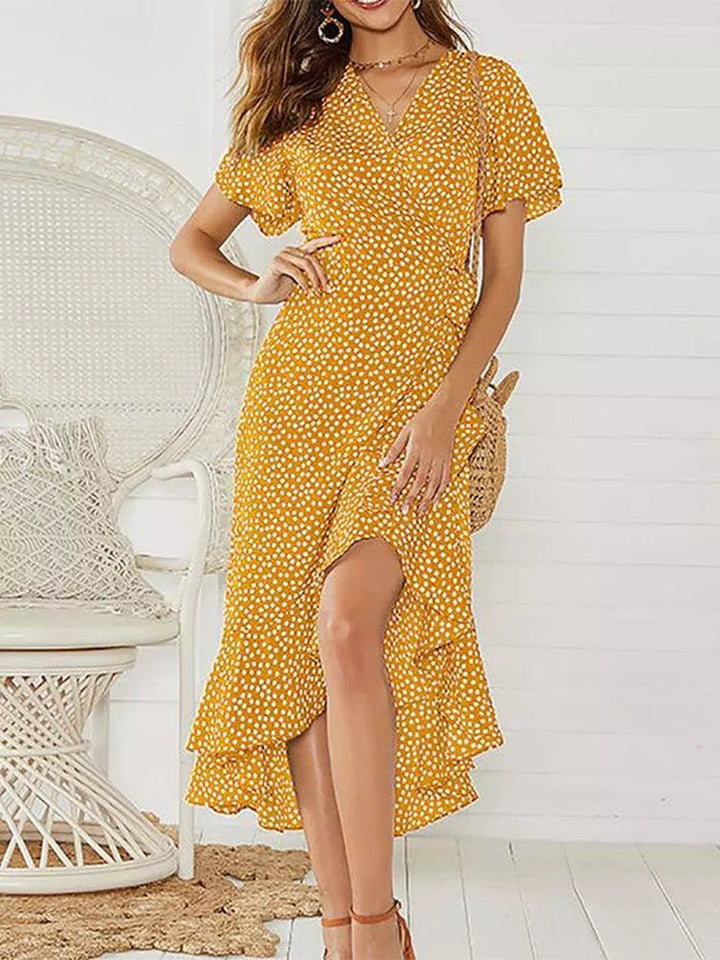 Maxi Dress Floral Print Boho Long Chiffon - 3IN SMART Shop  #
