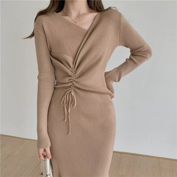 Dress Casual Drawstring Knitted Long Sleeve - 3IN SMART Shop  #