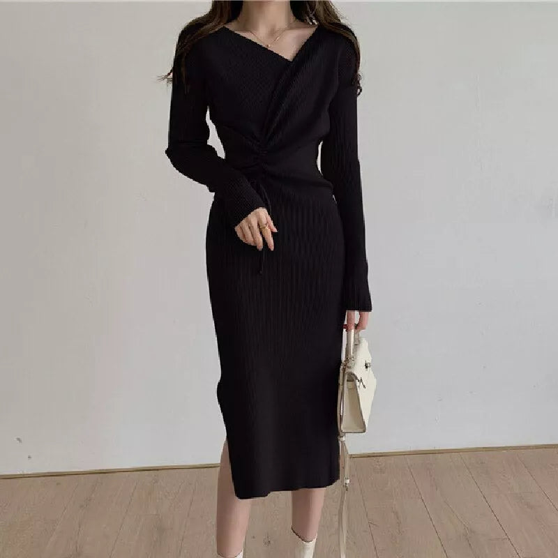 Dress Casual Drawstring Knitted Long Sleeve - 3IN SMART Shop  #