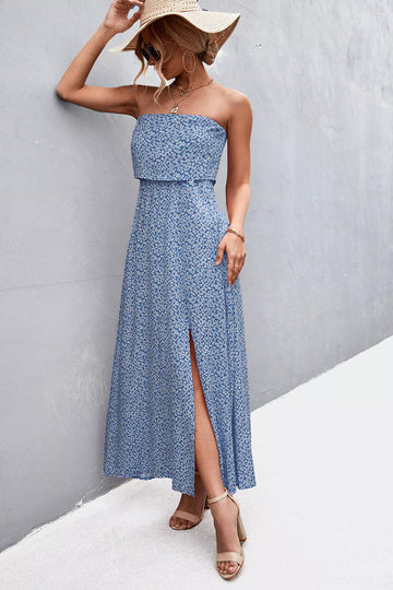 Strapless Split Maxi Dress - 3IN SMART Shop  #