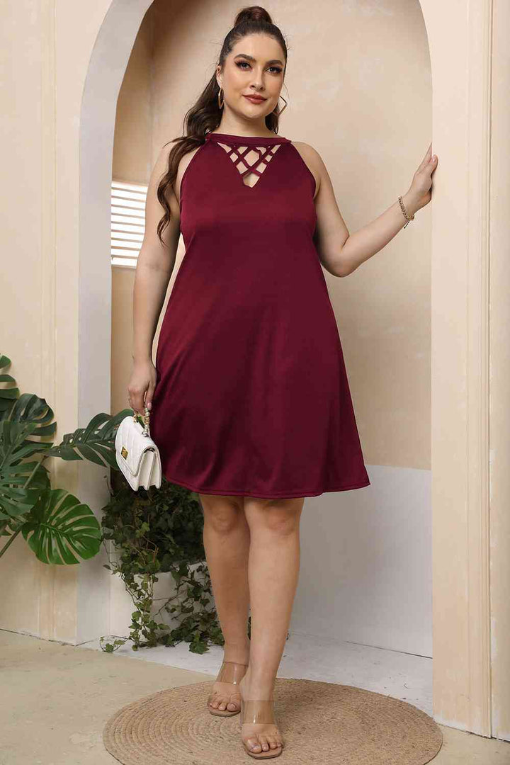 Plus Size Cutout Round Neck Sleeveless Dress - 3IN SMART Shop  #