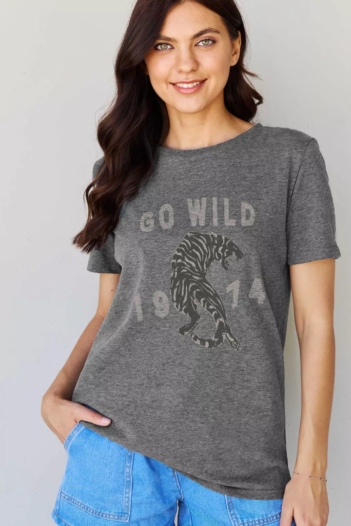 Full Size GO WILD 1974 Graphic Cotton Tee - 3IN SMART Shop  #