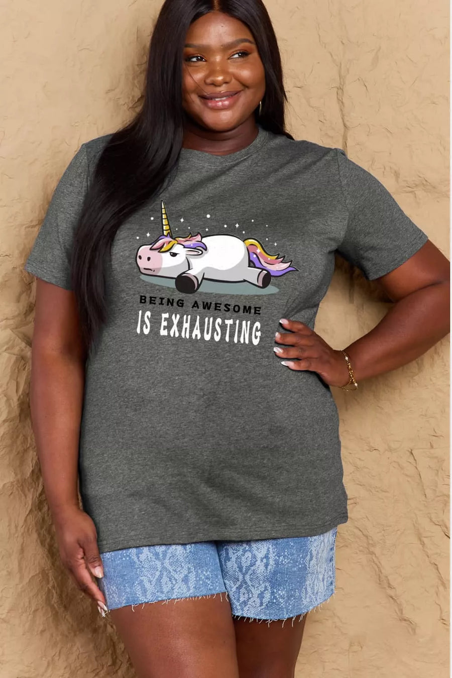 Full Size BEING AWESOME IS EXHAUSTING Graphic Cotton Tee