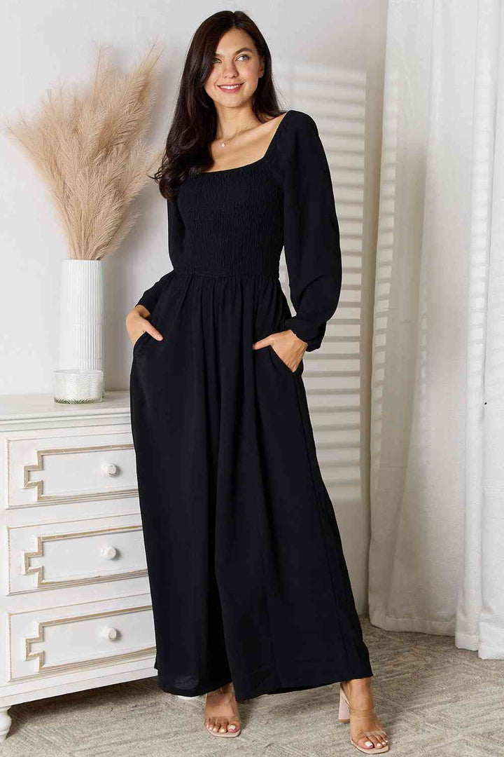 Double Take Square Neck Jumpsuit with Pockets - 3IN SMART Shop  #