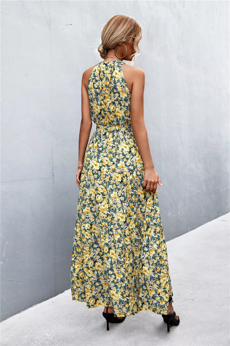 Printed Sleeveless Tie Waist Maxi Dress - 3IN SMART Shop  #