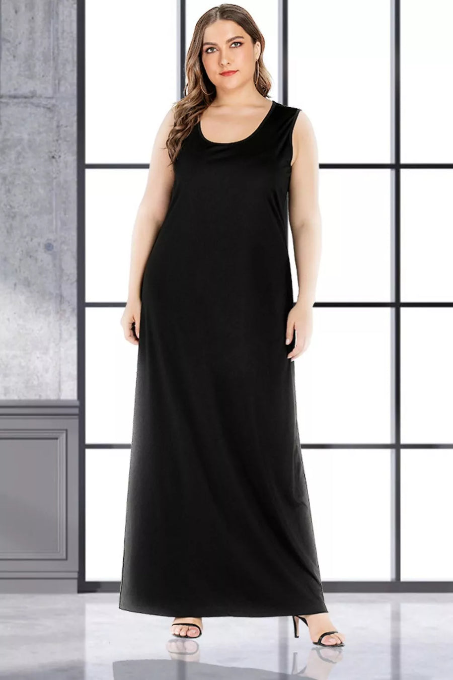 Plus Size Scoop Neck Maxi Tank Dress - 3IN SMART Shop  #