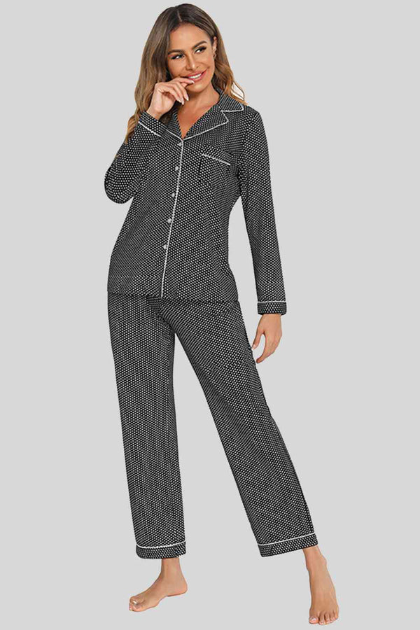Collared Neck Loungewear Set with Pocket - 3IN SMART Shop  #