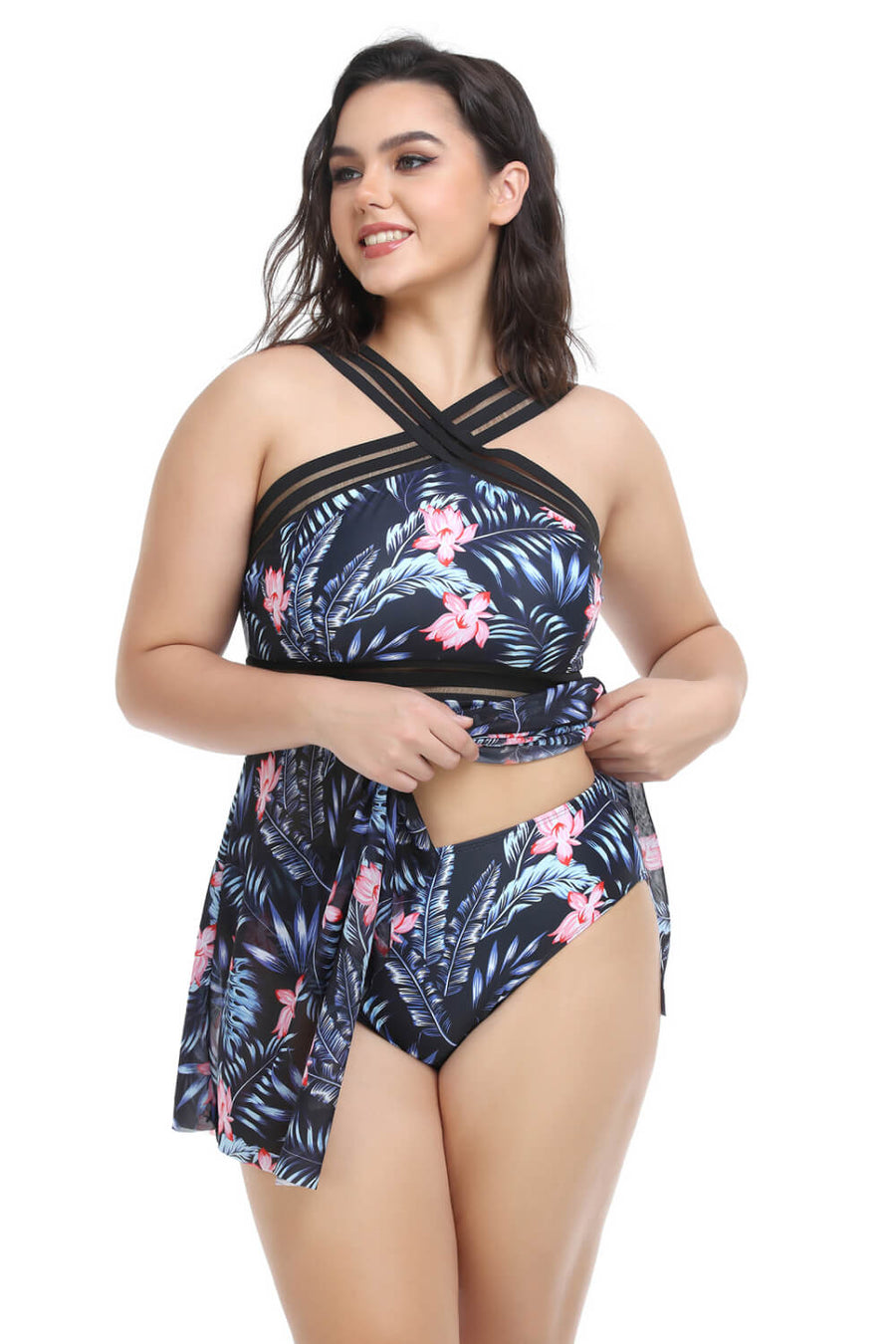 Plus Size Handkerchief-Hem Swim Dress and Bottoms Set - 3IN SMART Shop  #