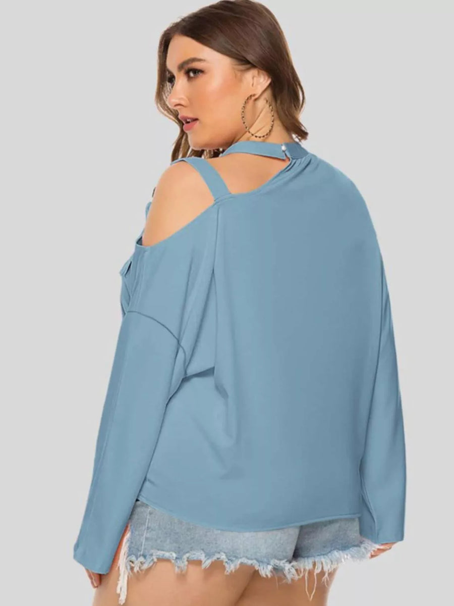 Plus Size Cold-Shoulder Tied Top - 3IN SMART Shop  #