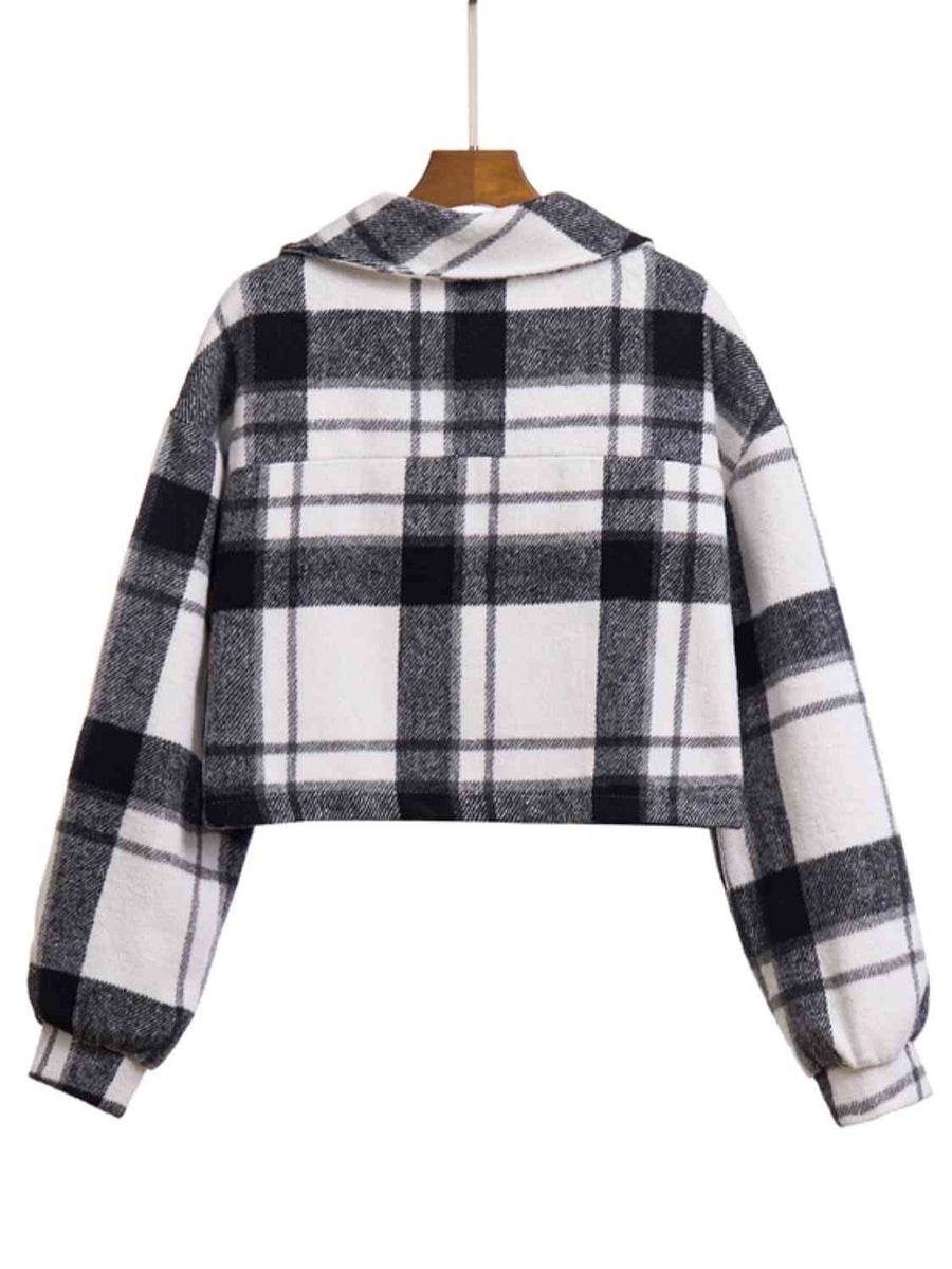 Plaid Button Front Jacket with pockets - 3IN SMART Shop  #