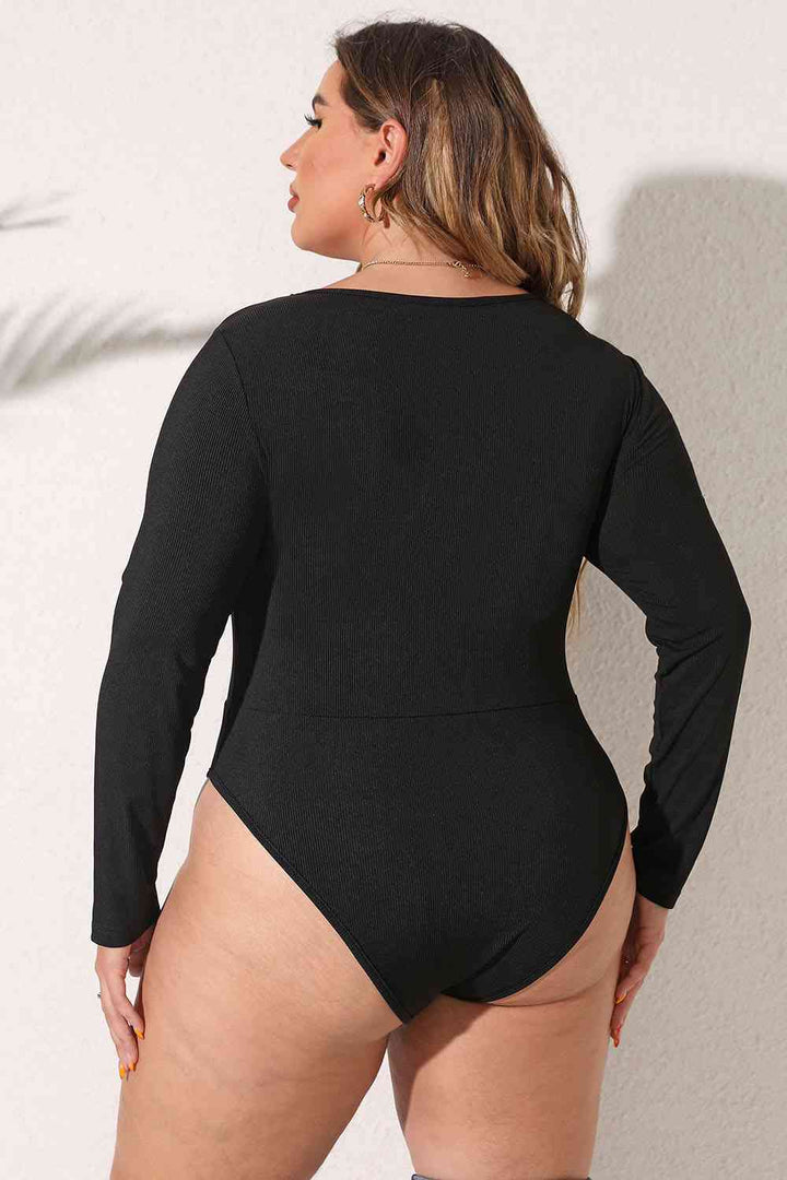 Plus Size Round Neck Long Sleeve Bodysuit - 3IN SMART Shop  #