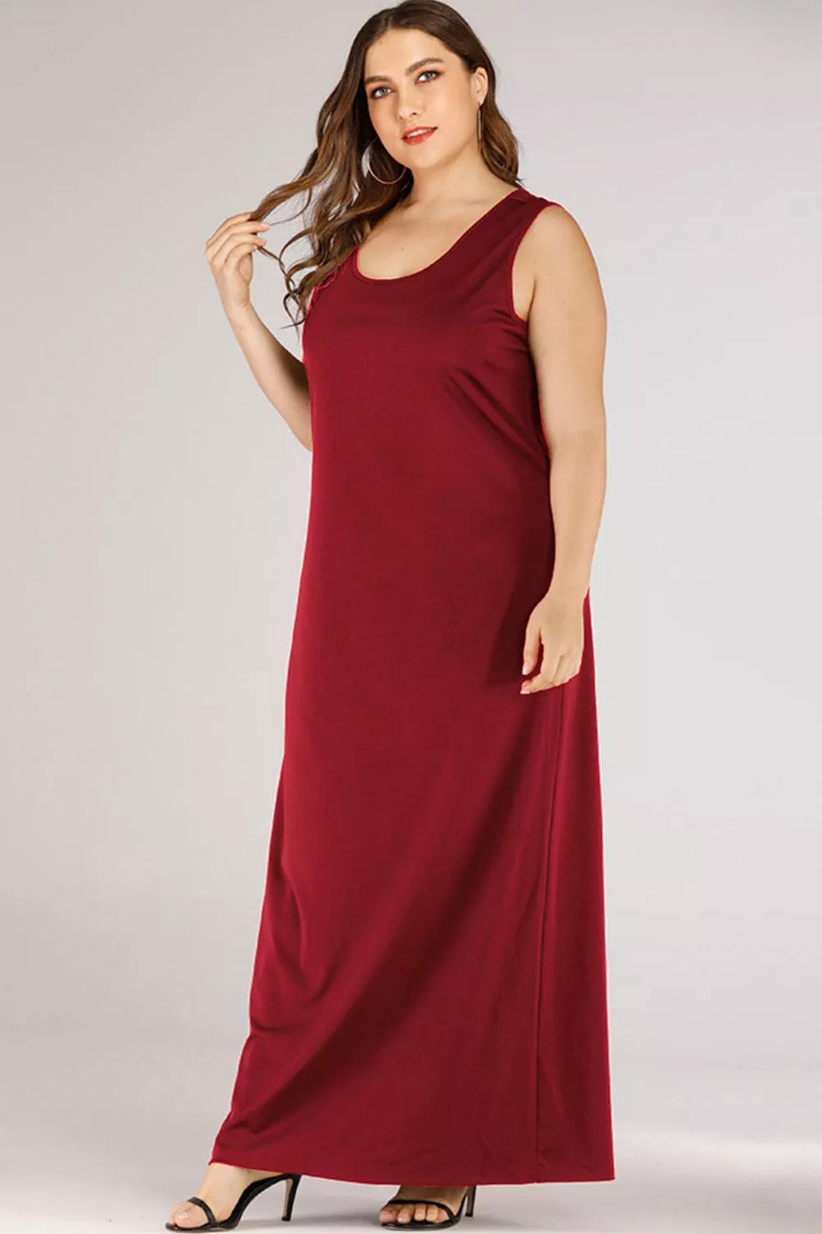 Plus Size Scoop Neck Maxi Tank Dress - 3IN SMART Shop  #