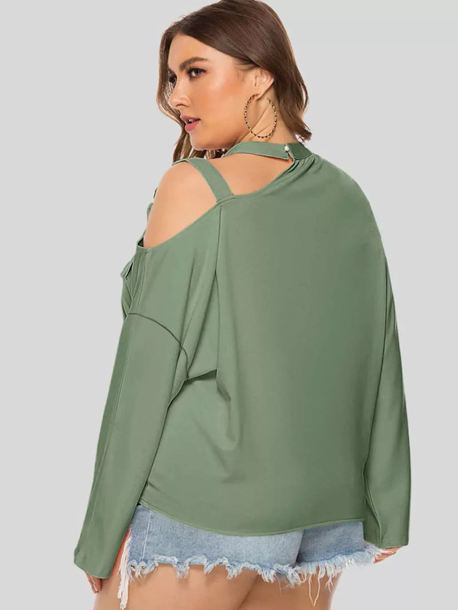 Plus Size Cold-Shoulder Tied Top - 3IN SMART Shop  #