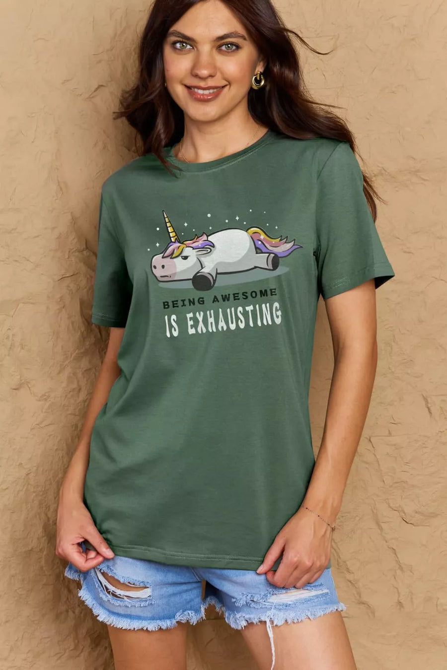 Full Size BEING AWESOME IS EXHAUSTING Graphic Cotton Tee