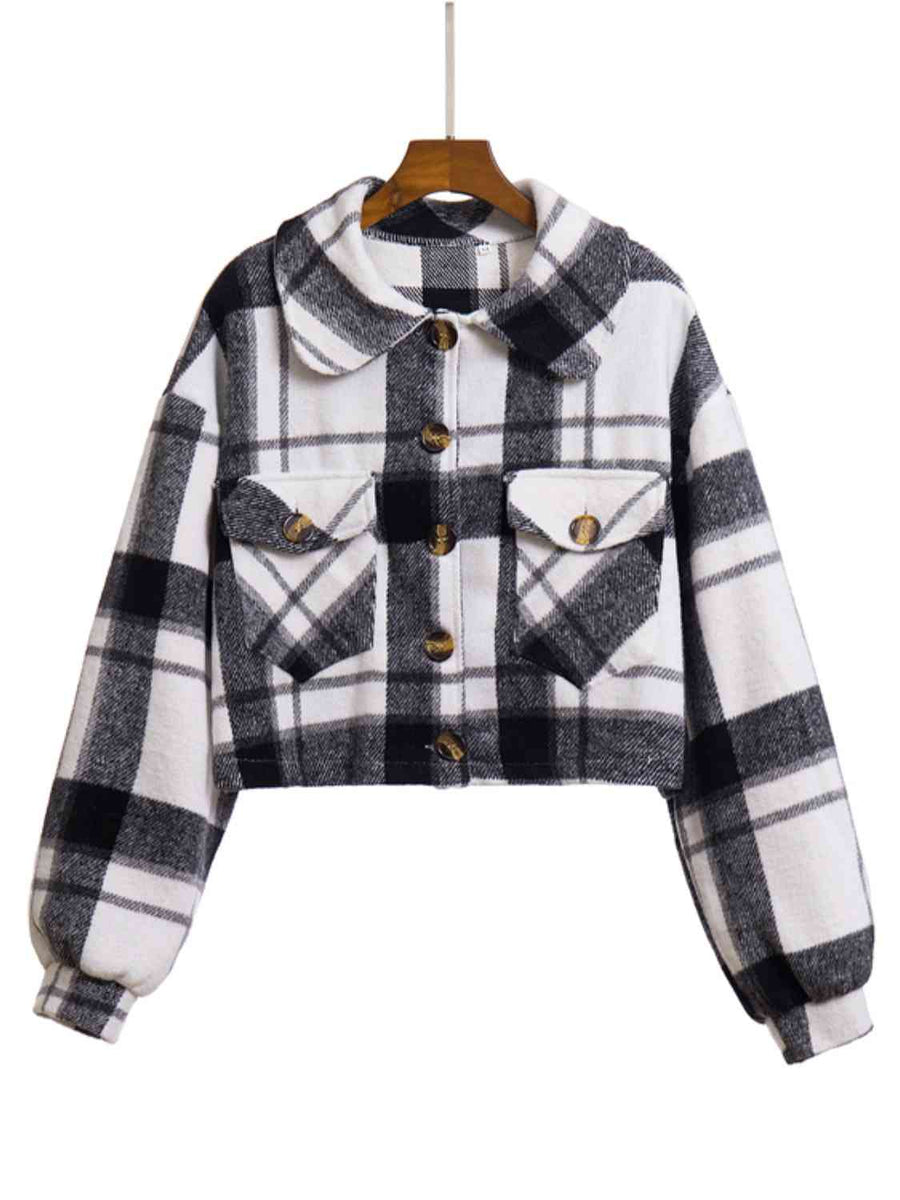 Plaid Button Front Jacket with pockets - 3IN SMART Shop  #