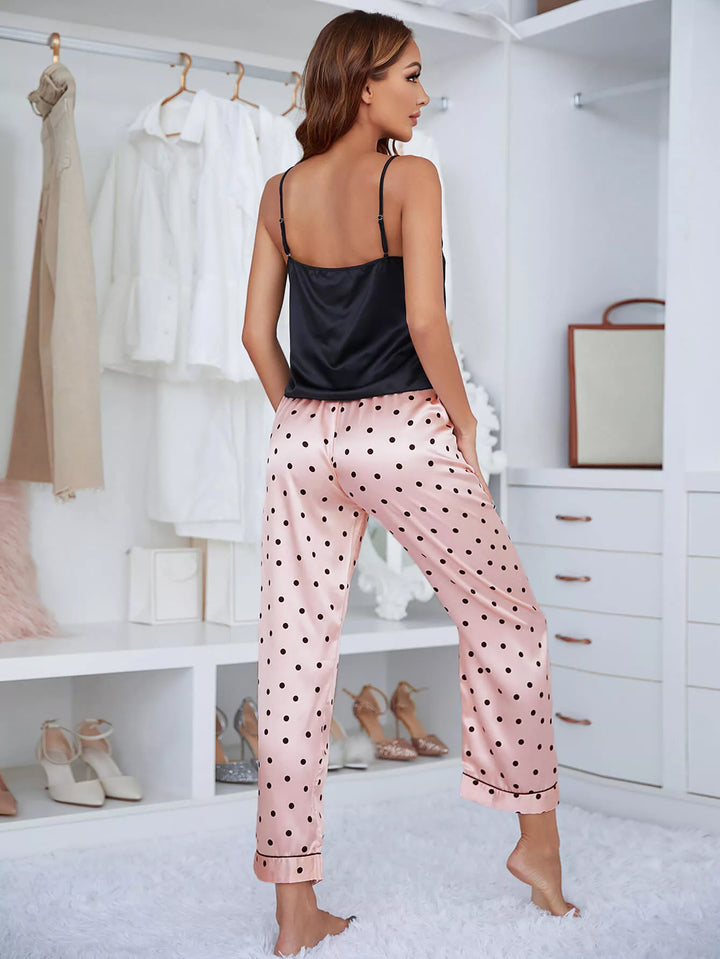 Lace  Dot Satin Pajama Set - 3IN SMART Shop  #